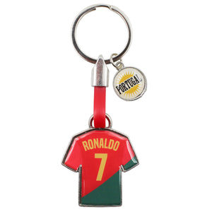 Portugal Ronaldo Jersey Keychain with National Flag Colors and Emblem Charm