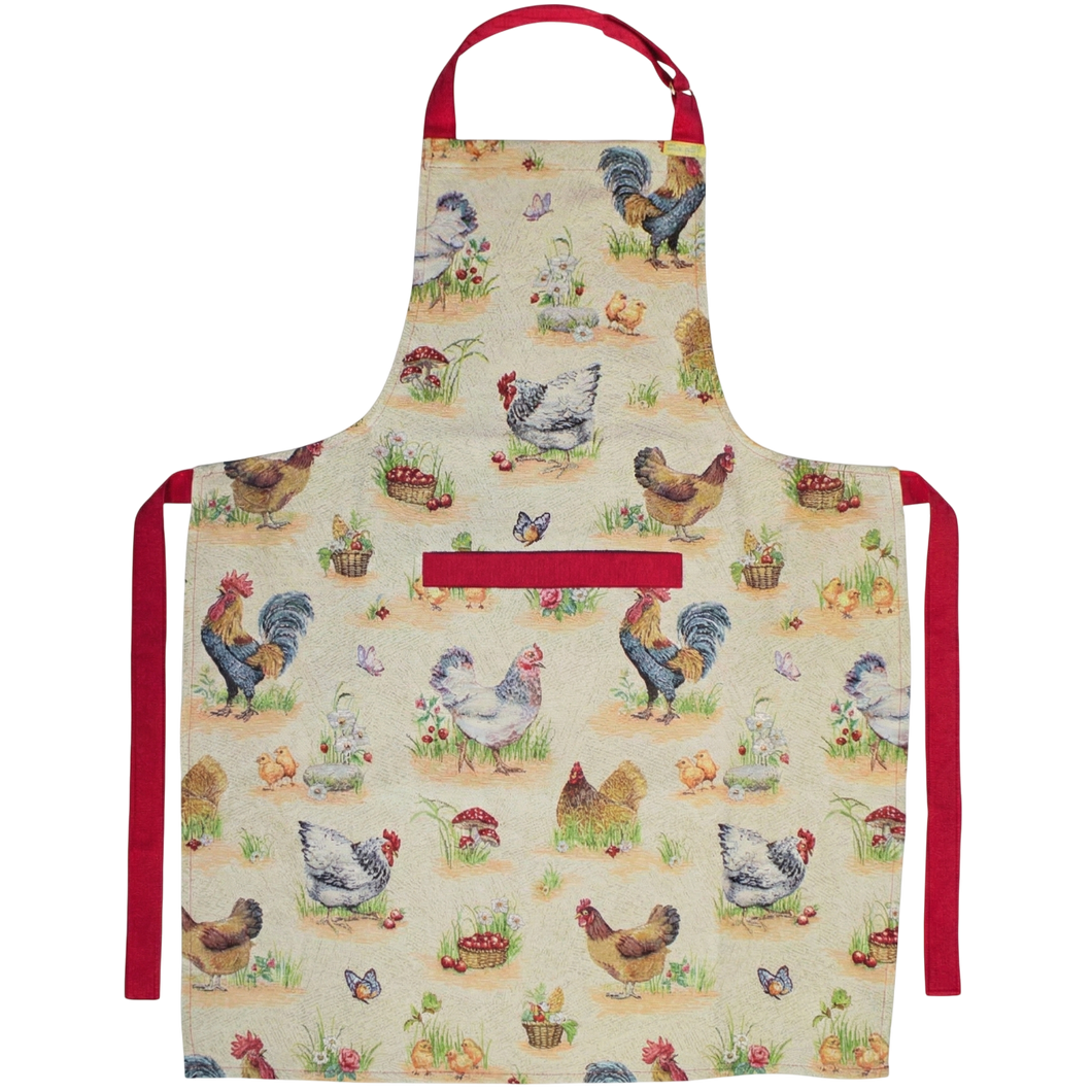 Farmhouse Rooster Tapestry Apron – Rustic Kitchen Cooking & Baking Wear