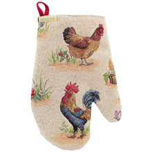 Load image into Gallery viewer, Farmhouse Rooster Tapestry Oven Mitt and Pot Holder Set
