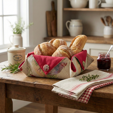 Load image into Gallery viewer, Farmhouse Rooster Tapestry Bread Basket – Rustic Kitchen Table Bread Holder
