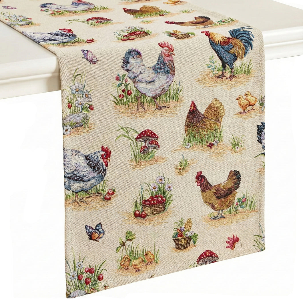 Farmhouse Rooster Tapestry Table Runner - 20