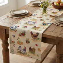 Load image into Gallery viewer, Farmhouse Rooster Tapestry Table Runner - 20&quot; x 59&quot;
