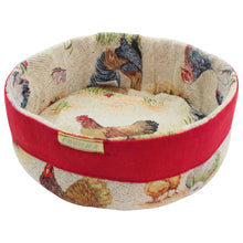 Load image into Gallery viewer, Farmhouse Rooster Tapestry Round Bread Basket – Rustic Kitchen Table Bread Holder
