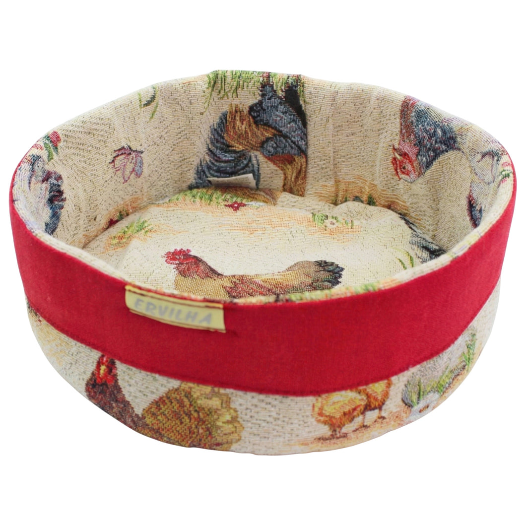 Farmhouse Rooster Tapestry Round Bread Basket – Rustic Kitchen Table Bread Holder