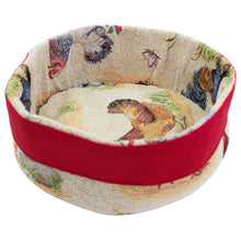 Load image into Gallery viewer, Farmhouse Rooster Tapestry Round Bread Basket – Rustic Kitchen Table Bread Holder
