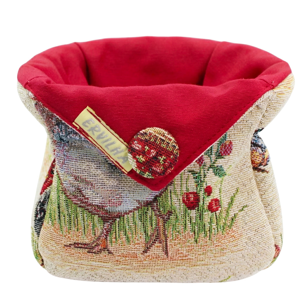 Farmhouse Rooster Tapestry Egg Basket – Rustic Kitchen Counter Storage Holder