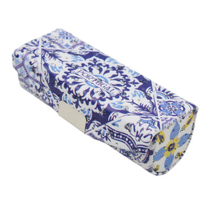 Portuguese Blue & White Azulejo Inspired Lipstick Holder with Built-in Mirror