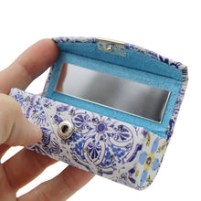 Load image into Gallery viewer, Portuguese Blue &amp; White Azulejo Inspired Lipstick Holder with Built-in Mirror
