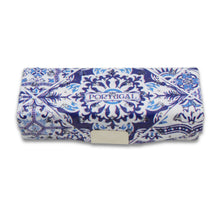 Load image into Gallery viewer, Portuguese Blue &amp; White Azulejo Inspired Lipstick Holder with Built-in Mirror
