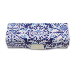 Portuguese Blue & White Azulejo Inspired Lipstick Holder with Built-in Mirror