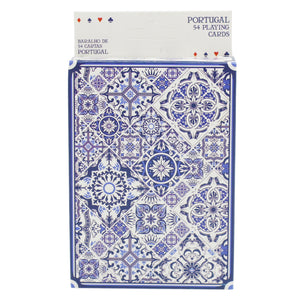 Portuguese Azulejo Inspired Blue and White Playing Cards - 54 Card Deck