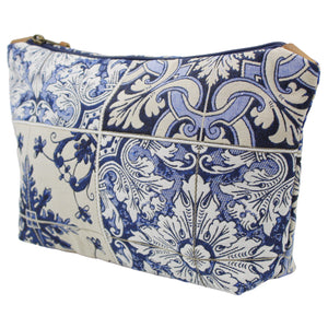 Azulejo Tile Pattern Clutch with Zipper and Leather Pull - Made in Portugal