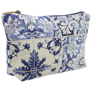 Azulejo Tile Pattern Clutch with Zipper and Leather Pull - Made in Portugal