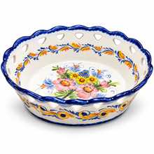 Load image into Gallery viewer, Portuguese Hand-Painted Floral Ceramic Fruit Basket – 10.5"

