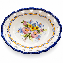 Load image into Gallery viewer, Portuguese Hand-Painted Floral Ceramic Fruit Basket – 10.5"
