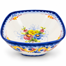 Load image into Gallery viewer, Portuguese Hand-Painted Floral Ceramic Salad Bowl – 9.4"
