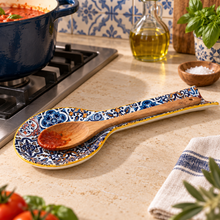 Load image into Gallery viewer, Portuguese Ceramic Spoon Rest – Yellow Azulejo Design, 10.5"
