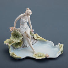 Load image into Gallery viewer, Lady by the Lily Pond Porcelain Decorative Tray &amp; Figurine
