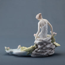 Load image into Gallery viewer, Lady by the Lily Pond Porcelain Decorative Tray &amp; Figurine
