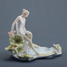 Load image into Gallery viewer, Lady by the Lily Pond Porcelain Decorative Tray &amp; Figurine
