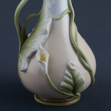 Load image into Gallery viewer, Calla Lily &amp; Ladybug Porcelain Vase – Floral Decorative Vase

