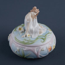 Load image into Gallery viewer, Lady with Butterfly Porcelain Trinket Box – Handcrafted Floral Jewelry Box
