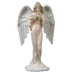 Fine Porcelain Guardian Angel with Dove and Light Pink Dress