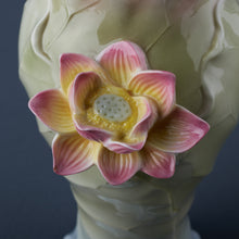 Load image into Gallery viewer, Lotus Flower Porcelain Vase - Floral Decorative Vase
