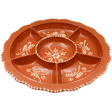 Load image into Gallery viewer, Portuguese Terracotta Appetizer Dish – Traditional Hand-Painted Sectioned Serving Platter
