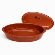 Load image into Gallery viewer, Socerâmica Terracotta Oval Roaster with Lid, Made in Portugal
