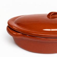 Load image into Gallery viewer, Socerâmica Terracotta Oval Roaster with Lid, Made in Portugal
