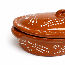 Load image into Gallery viewer, Socerâmica Hand-Painted Terracotta Oval Roaster with Lid, Made in Portugal
