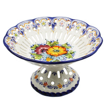 Load image into Gallery viewer, Hand-Painted Traditional Floral Ceramic Footed Fruit Bowl
