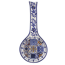 Load image into Gallery viewer, Hand-painted Decorative Ceramic Portuguese Blue Floral Tile Spoon Rest
