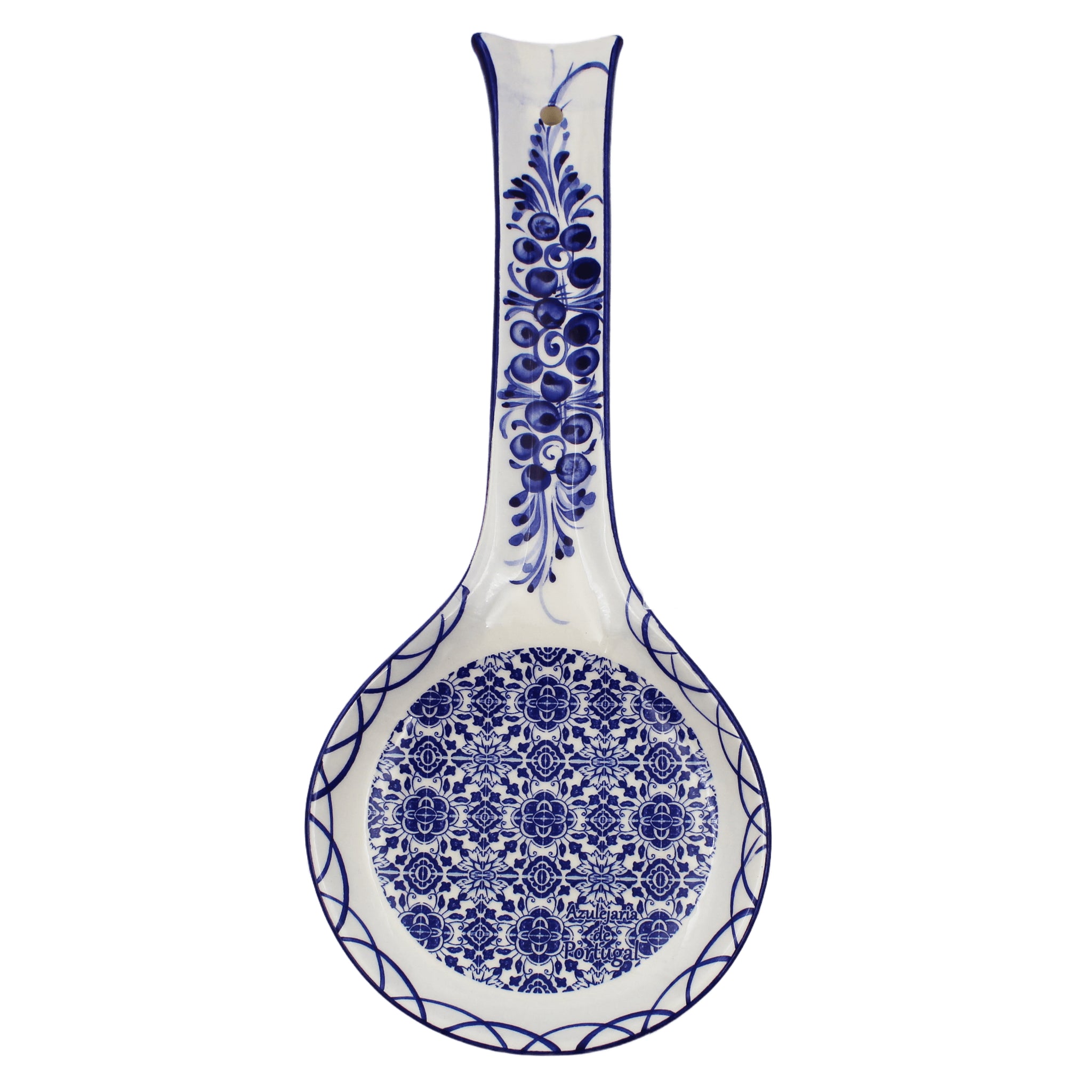 Hand-Painted Decorative Ceramic Portuguese Blue Floral Tile Spoon Rest ...