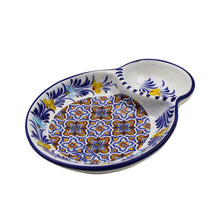 Load image into Gallery viewer, Hand-painted Decorative Ceramic Portuguese Blue Floral and Orange Tile Olive Dish
