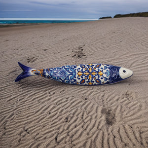 Blue Multicolor Tile Ceramic Decorative Portuguese Sardine