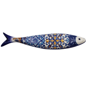 Blue Multicolor Tile Ceramic Decorative Portuguese Sardine