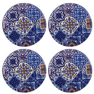 Traditional Multicolor Tile Azulejo Ceramic Coasters with Cork Bottom, Set of 4
