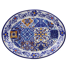 Load image into Gallery viewer, Traditional Multicolor Tile Azulejo Floral Ceramic Oval Platter
