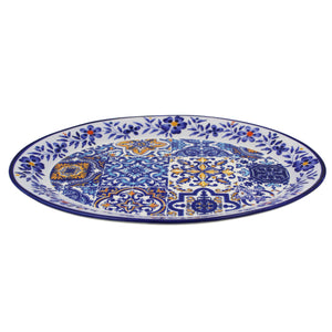 Traditional Multicolor Tile Azulejo Floral Ceramic Oval Platter