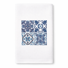 Load image into Gallery viewer, Portuguese Embroidered Cotton Tea Towels – Set of 2, 100% Cotton (28" x 20.5") - Blue Azulejo
