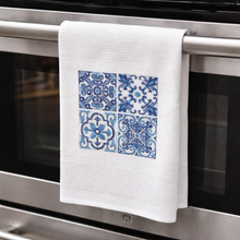 Load image into Gallery viewer, Portuguese Embroidered Cotton Tea Towels – Set of 2, 100% Cotton (28" x 20.5") - Blue Azulejo
