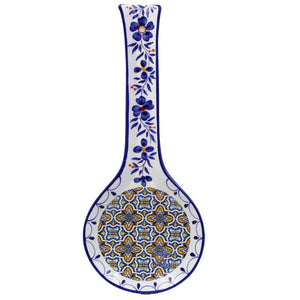 Hand-painted Portuguese Floral Tile Azulejo Ceramic Spoon Rest