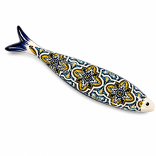 Load image into Gallery viewer, Portuguese Ceramic Sardine Wall Decor, Orange Azulejo Tile Design
