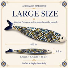 Load image into Gallery viewer, Portuguese Ceramic Sardine Wall Decor, Orange Azulejo Tile Design
