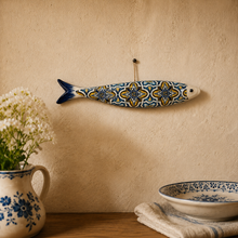Load image into Gallery viewer, Portuguese Ceramic Sardine Wall Decor, Orange Azulejo Tile Design
