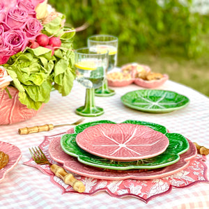 Bordallo Pinheiro Cabbage Pink Dessert Plate, Set of 4