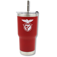 Load image into Gallery viewer, Benfica Thermal Insulated Travel Mug with Lid and Straw, Stainless Steel
