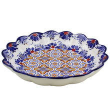 Load image into Gallery viewer, Traditional Blue and Orange Tile Azulejo Floral Ceramic Salad Bowl

